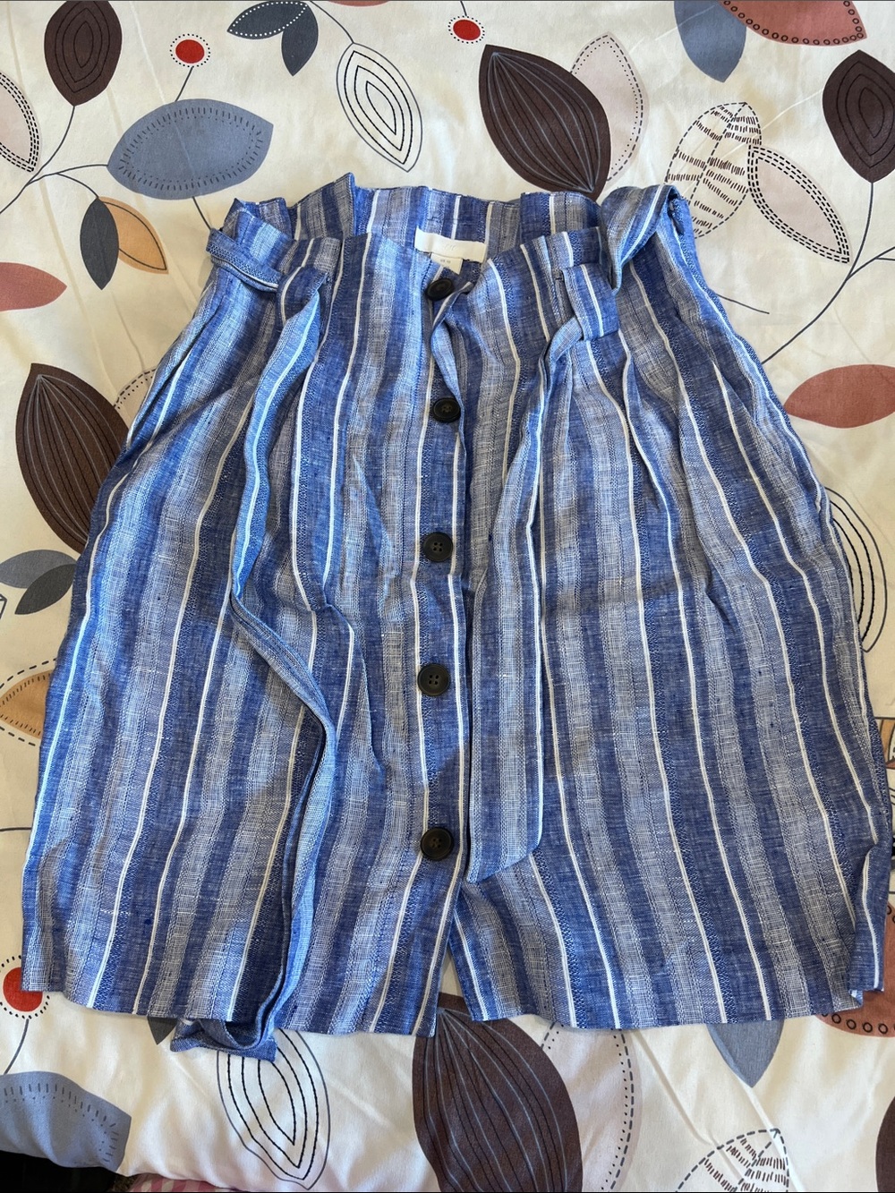 H&M Blue and White Striped Midi Skirt
